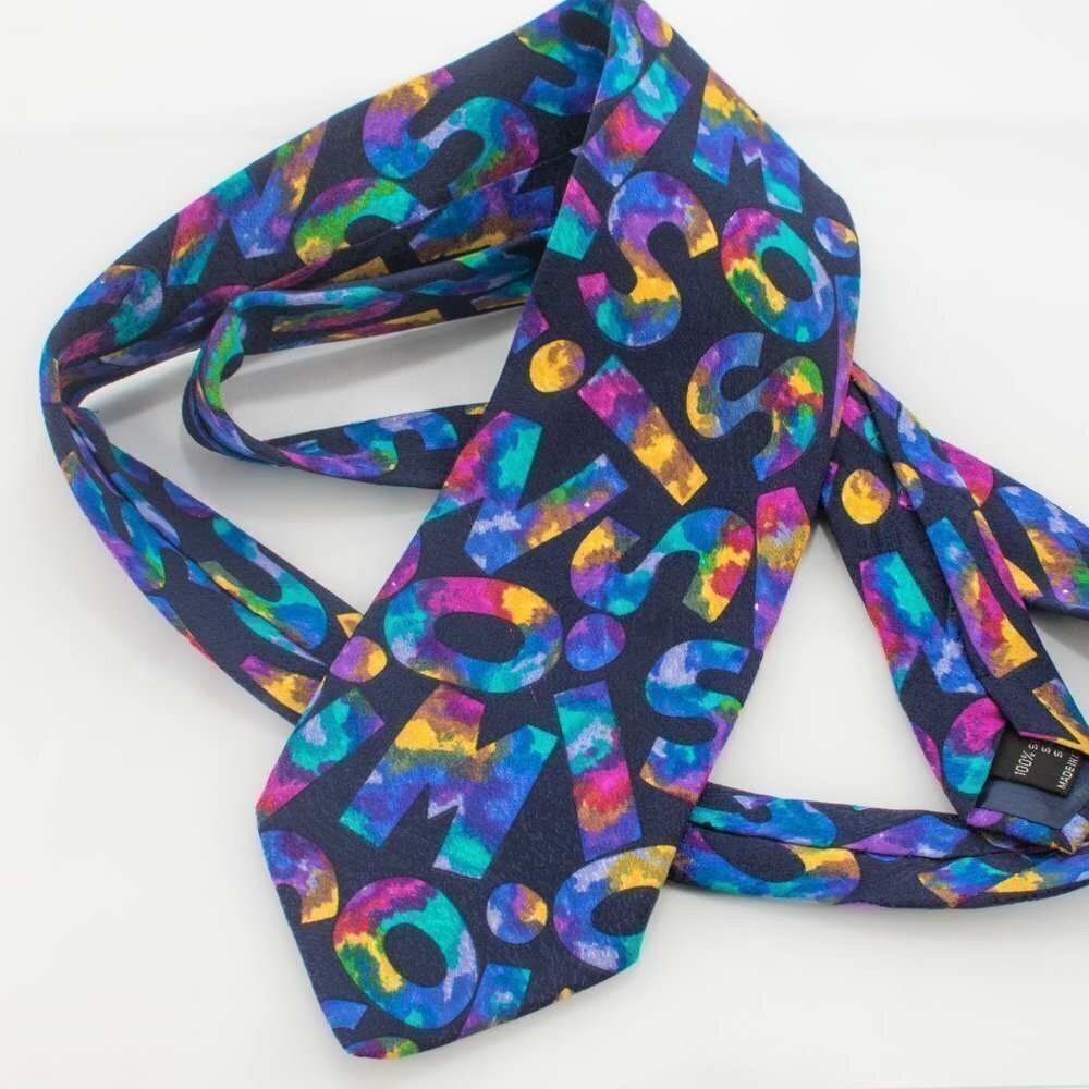 VINTAGE Silk Tie - Multicolor Letter Jumble Pattern | Missoni - Picture 3 of 6
